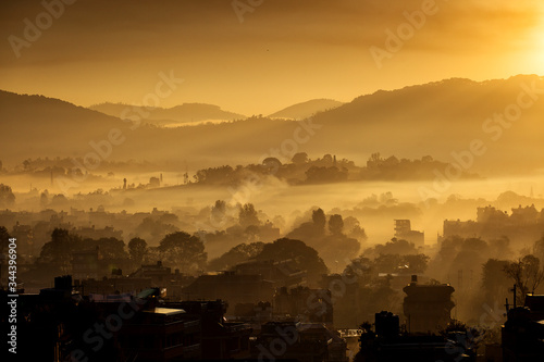 Sunrise over Bhaktapur City of Nepal © danmir12