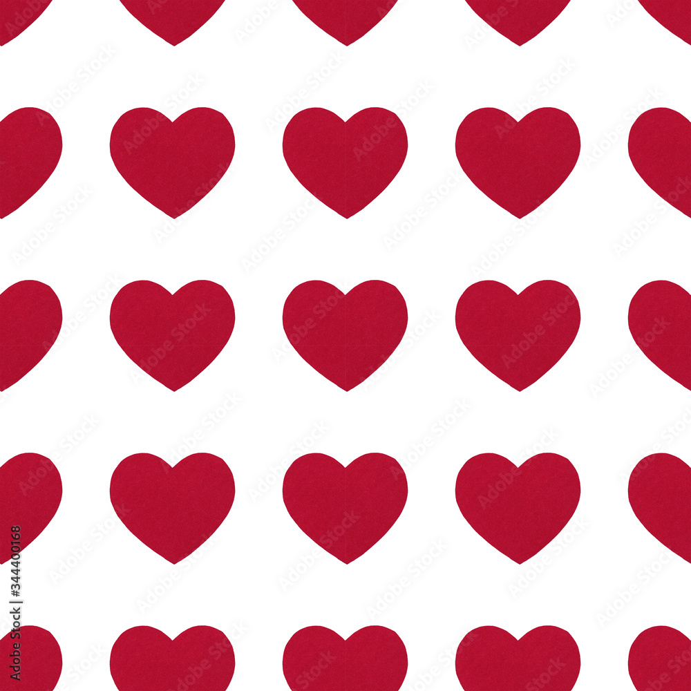 Seamless pattern of red hearts. Love concept. Design for packaging and backgrounds.