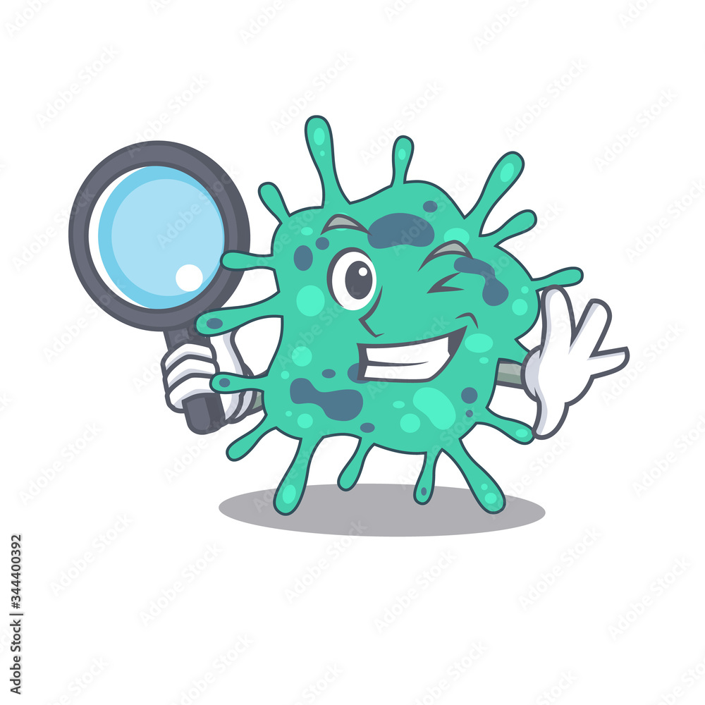 Smart Detective of shigella boydii mascot design style with tools Smart Detective of shigella boydii mascot design style with tools