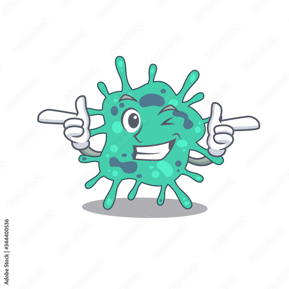 Cartoon design concept of shigella boydii with funny wink eye Cartoon design concept of shigella boydii with funny wink eye