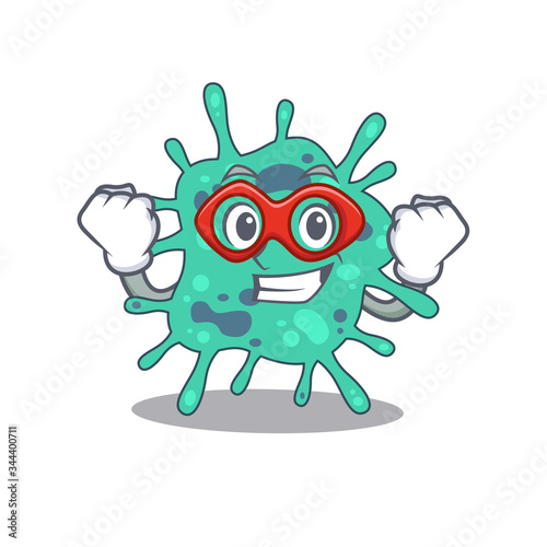 A cartoon character of shigella boydii performed as a Super hero