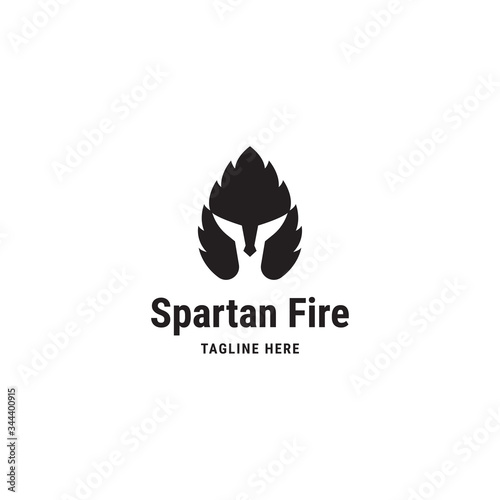 Spartan fire logo concept. Negative space spartan logo - vector