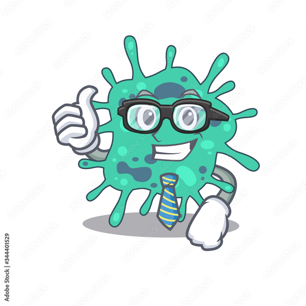 An elegant shigella boydii Businessman mascot design wearing glasses and tie