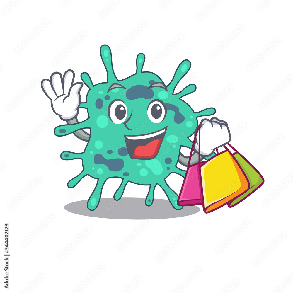 Rich and famous shigella boydii cartoon character holding shopping bags Rich and famous shigella boydii cartoon character holding shopping bags
