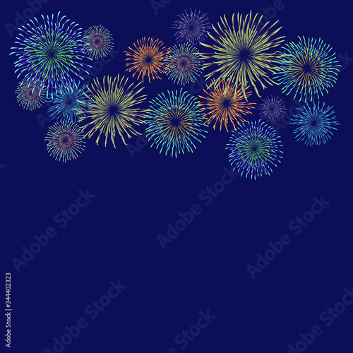 Fireworks material. Night sky fireworks background. Fireworks appear in the summer night sky.
背景：花火 はなび 打上花火 夜空 夏 祭り 夜景