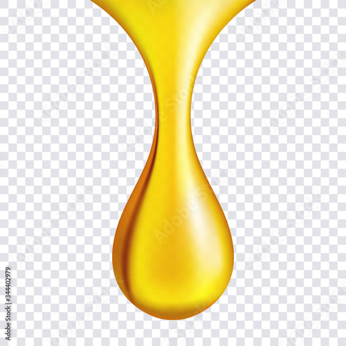 Oil drop or honey isolated on transparent background as industrial and petroleum concept. vector illustration.