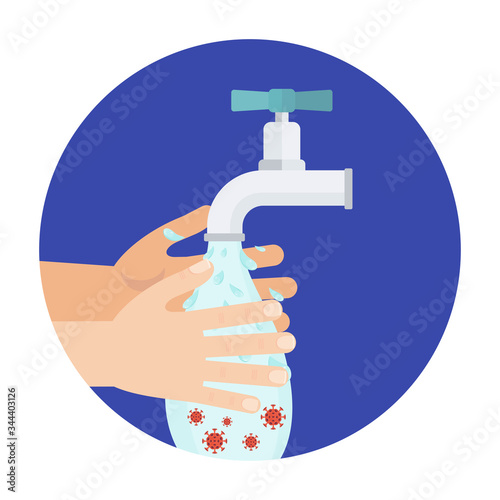 Antiseptic for disinfection. Hand hygiene. Hand washing with soap.