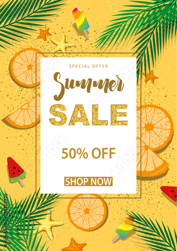 Summer Sale Banner with Sym...