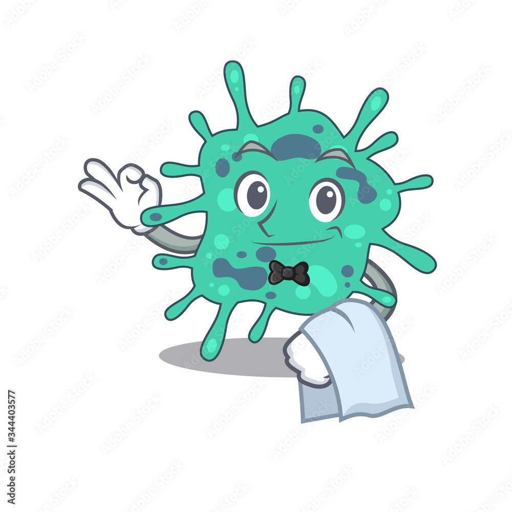 A cartoon character of shigella boydii waiter working in the restaurant A cartoon character of shigella boydii waiter working in the restaurant