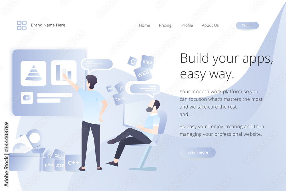 Landing page website template design. Modern flat design vector illustration concepts of web page design for website and mobile website development. Easy to edit and customize.