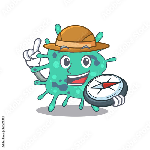 mascot design concept of shigella boydii explorer with a compass