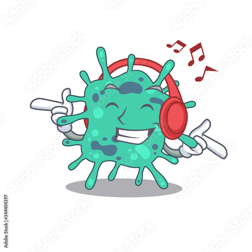Shigella boydii Cartoon design concept listening music