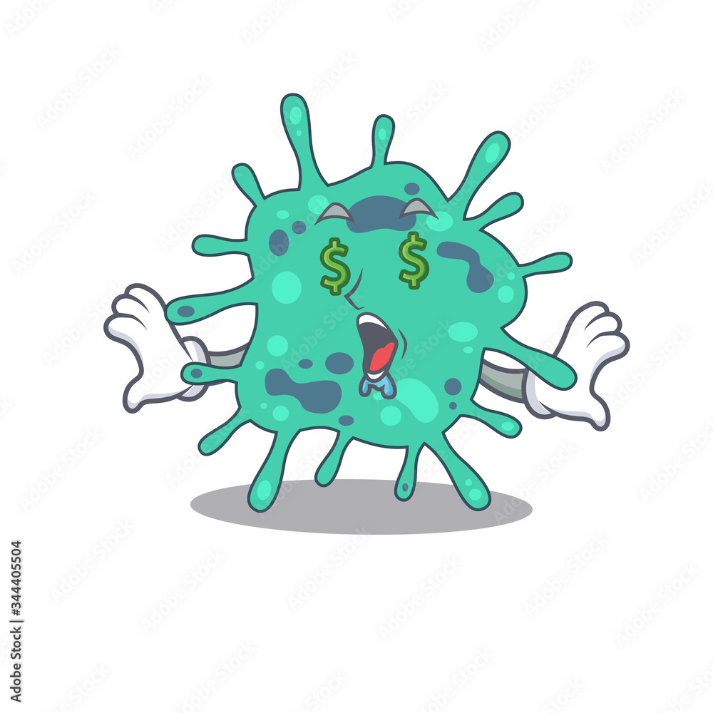 Rich cartoon character design of shigella boydii with money eyes Rich cartoon character design of shigella boydii with money eyes