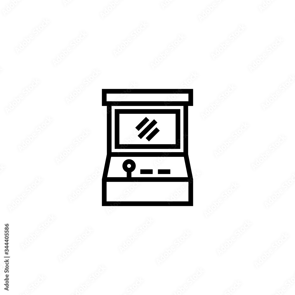 Arcade machine vector icon in linear, outline icon isolated on white background Arcade machine vector icon in linear, outline icon isolated on white background