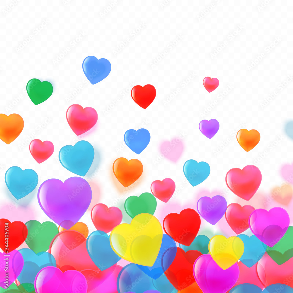 Beautiful confetti hearts background. Premium vector.
