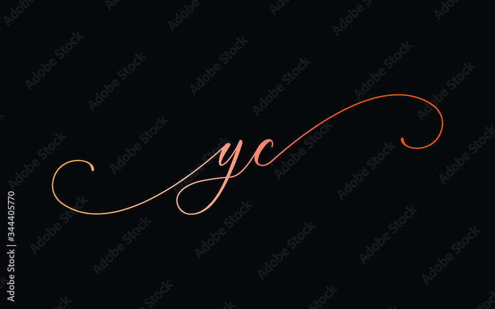yc or y, c Lowercase Cursive Letter Initial Logo Design, Vector Template