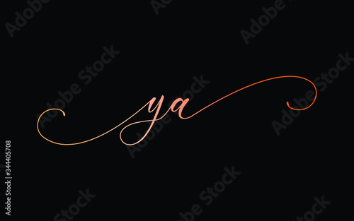 ya or y, a Lowercase Cursive Letter Initial Logo Design, Vector Template