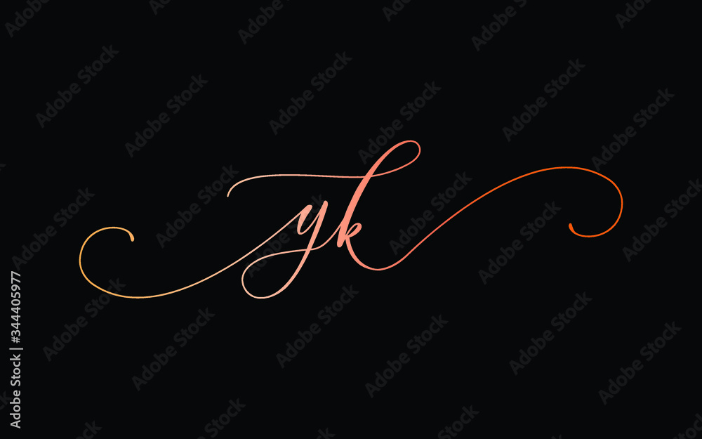 yk or y, k Lowercase Cursive Letter Initial Logo Design, Vector Template  Stock Vector | Adobe Stock