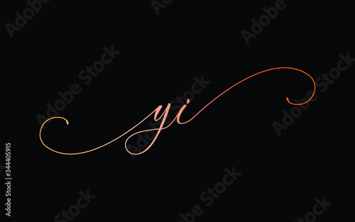 yi or y, i Lowercase Cursive Letter Initial Logo Design, Vector Template