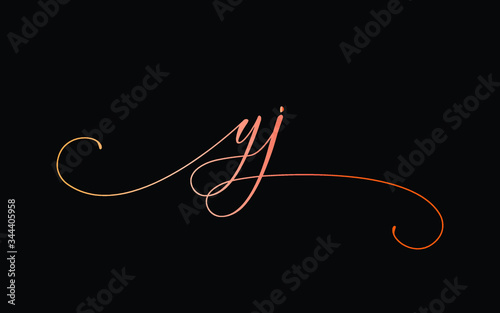 yj or y, j Lowercase Cursive Letter Initial Logo Design, Vector Template