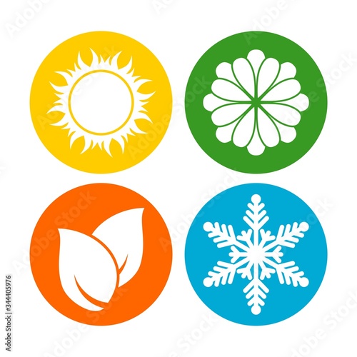 Four season summer spring autumn winter symbol isolated on white background