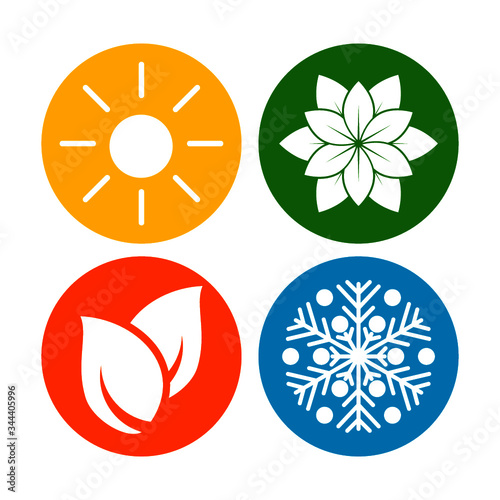 Four season summer spring autumn winter symbol isolated on white background