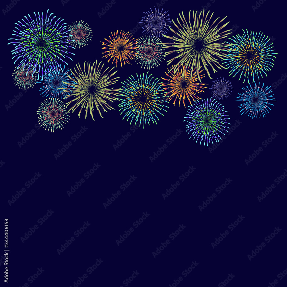 Fireworks material. Night sky fireworks background. Fireworks appear in the summer night sky.
背景：花火 はなび 打上花火 夜空 夏 祭り 夜景