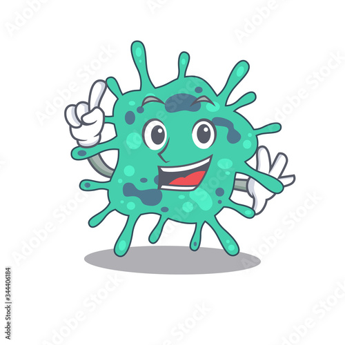 Shigella boydii mascot character design with one finger gesture