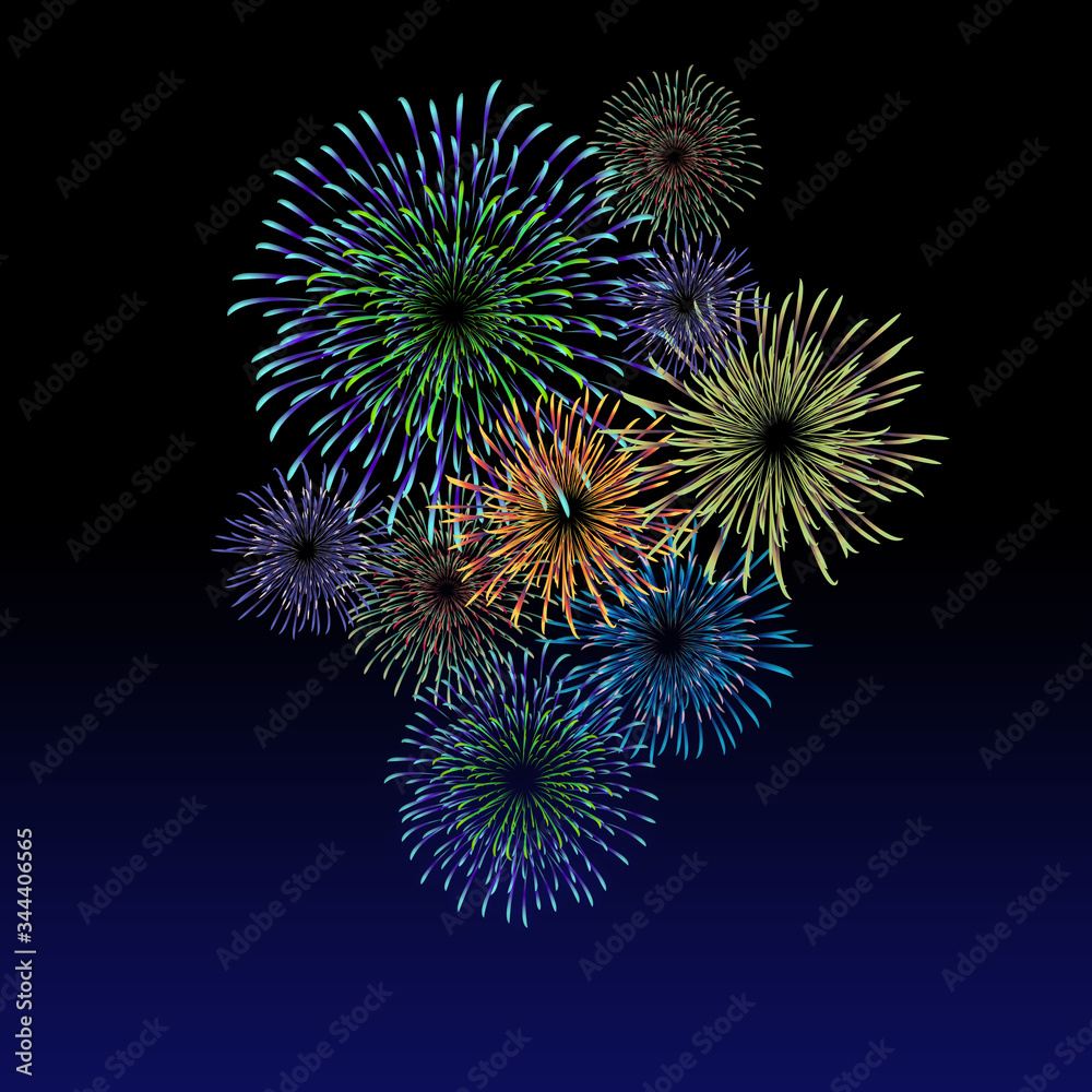 Fireworks Material Night Sky Fireworks Background Fireworks Appear In The Summer Night Sky 背景 花火はなび打上花火夜空夏祭り夜景stock Illustration Adobe Stock