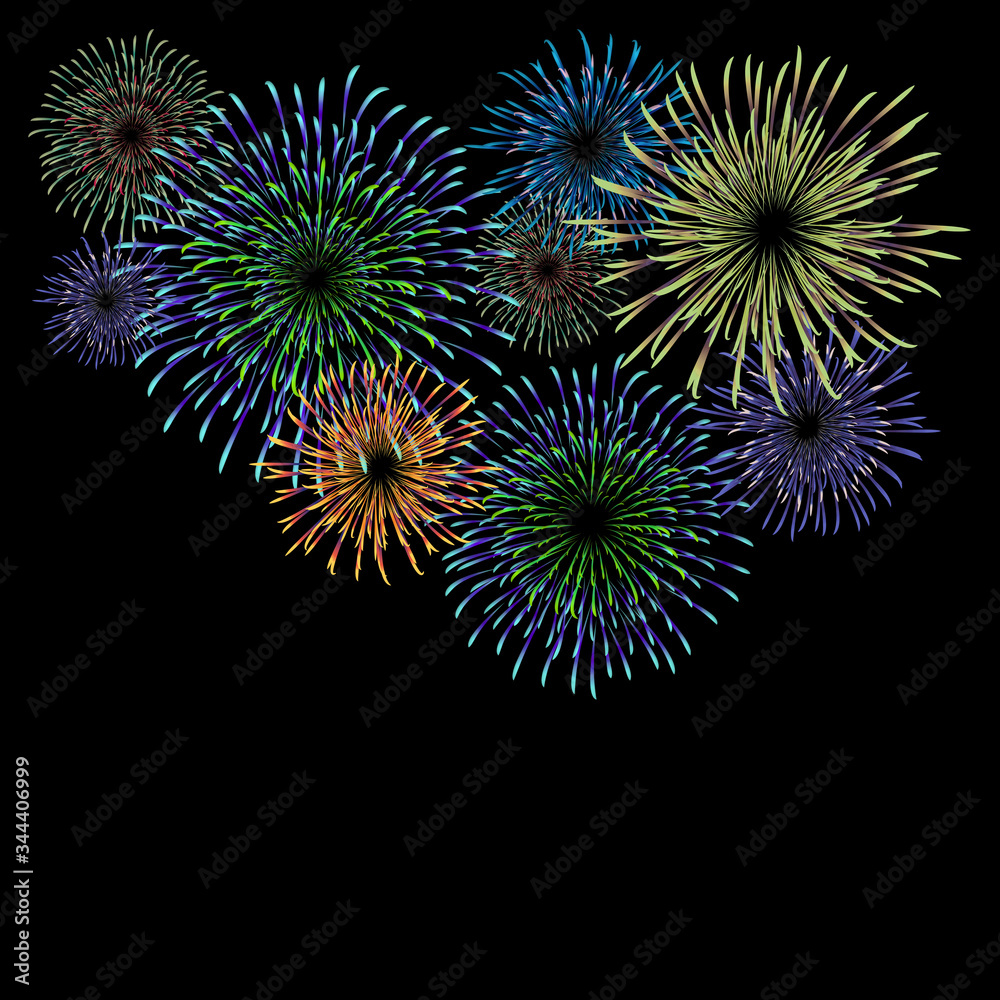 Fireworks Material Night Sky Fireworks Background Fireworks Appear In The Summer Night Sky 背景 花火はなび打上花火夜空夏祭り夜景stock Illustration Adobe Stock