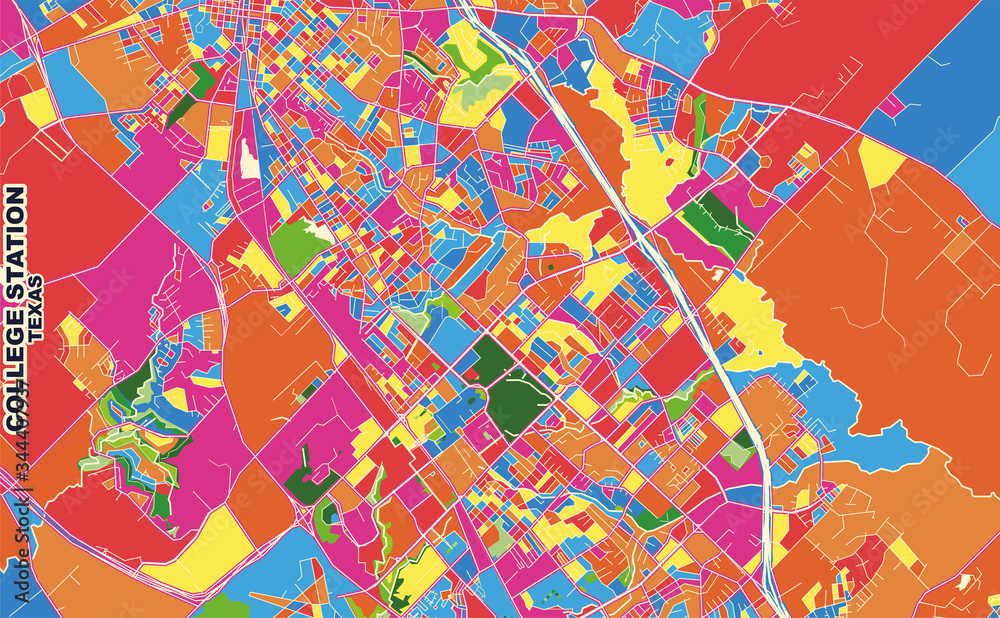 College Station, Texas, USA, colorful vector map