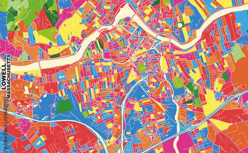 Lowell, Massachusetts, USA, colorful vector map