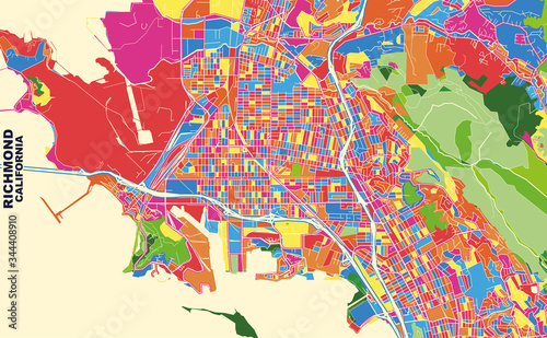 Richmond, California, USA, colorful vector map