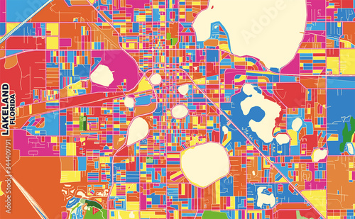 Lakeland, Florida, USA, colorful vector map