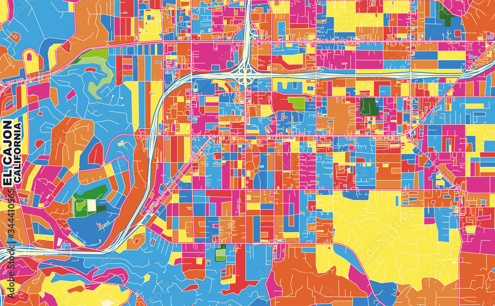 El Cajon, California, USA, colorful vector map
