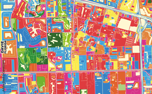 Davie, Florida, USA, colorful vector map