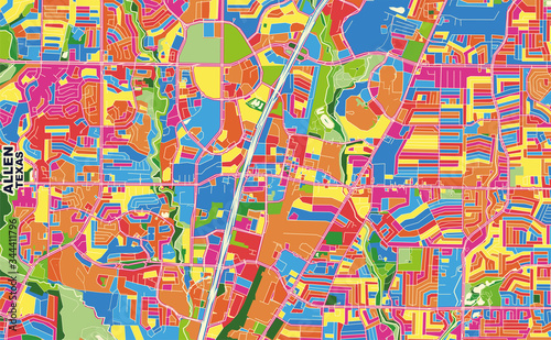 Allen, Texas, USA, colorful vector map