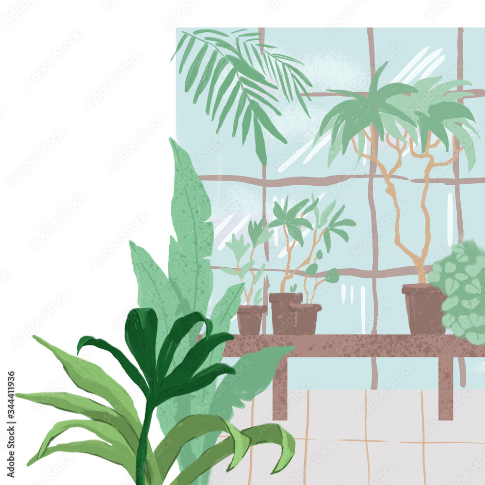 Obraz premium illustration with greenhouse