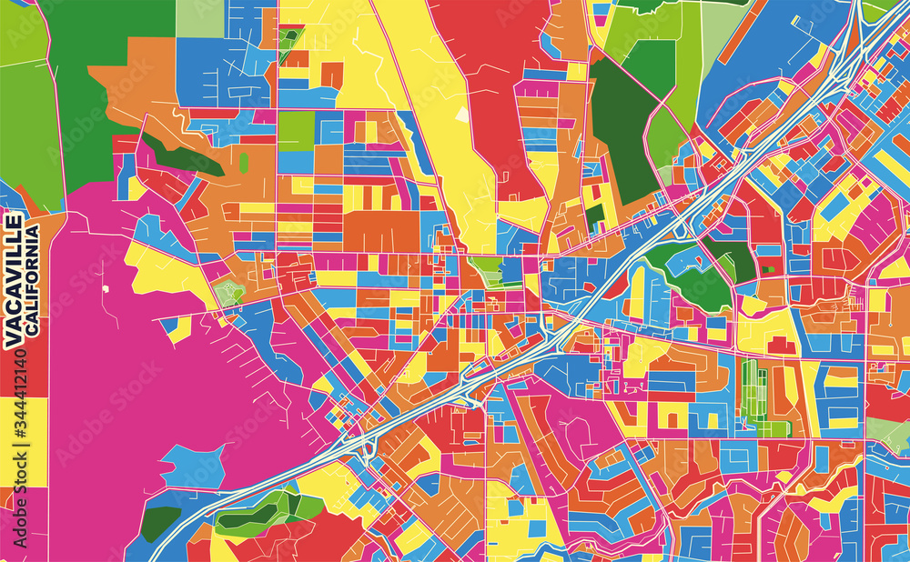 Vacaville, California, USA, colorful vector map