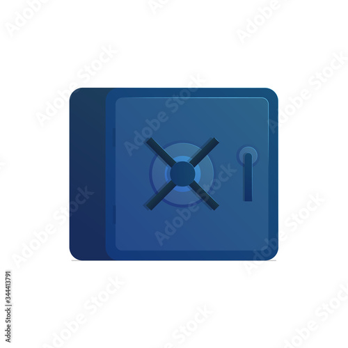 Bank deposit box isolated icon. Cash accumulation and protection. Closed metal strongbox sign in cartoon style. Wealth and capital investment vector illustration. Money security and financial safety.