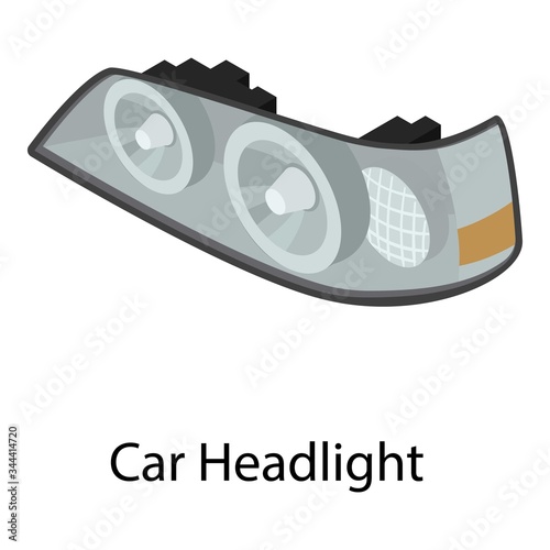 Car headlight icon. Isometric of car headlight vector icon for web design isolated on white background