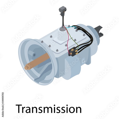 Transmission icon. Isometric of transmission vector icon for web design isolated on white background