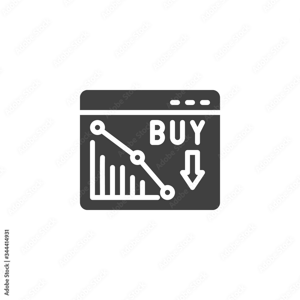 Web report statistics vector icon. filled flat sign for mobile concept and web design. Website with financial decrease statistics glyph icon. Symbol, logo illustration. Vector graphics