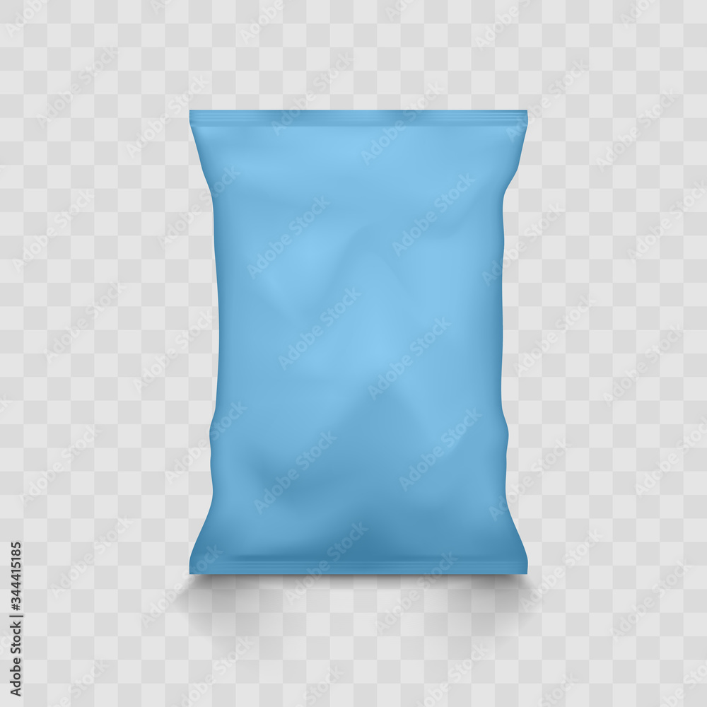 Blue Empty Plastic Snack Bag Packaging Mockup