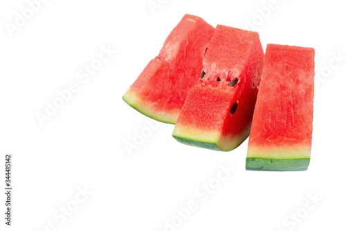 Red watermelon on white background.