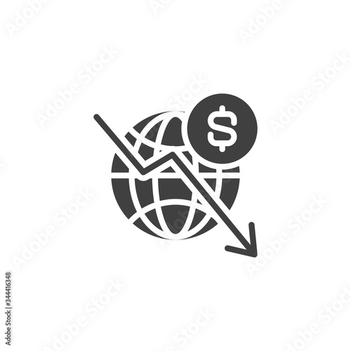 Global financial crisis vector icon. filled flat sign for mobile concept and web design. Global world bankruptcy glyph icon. Symbol, logo illustration. Vector graphics