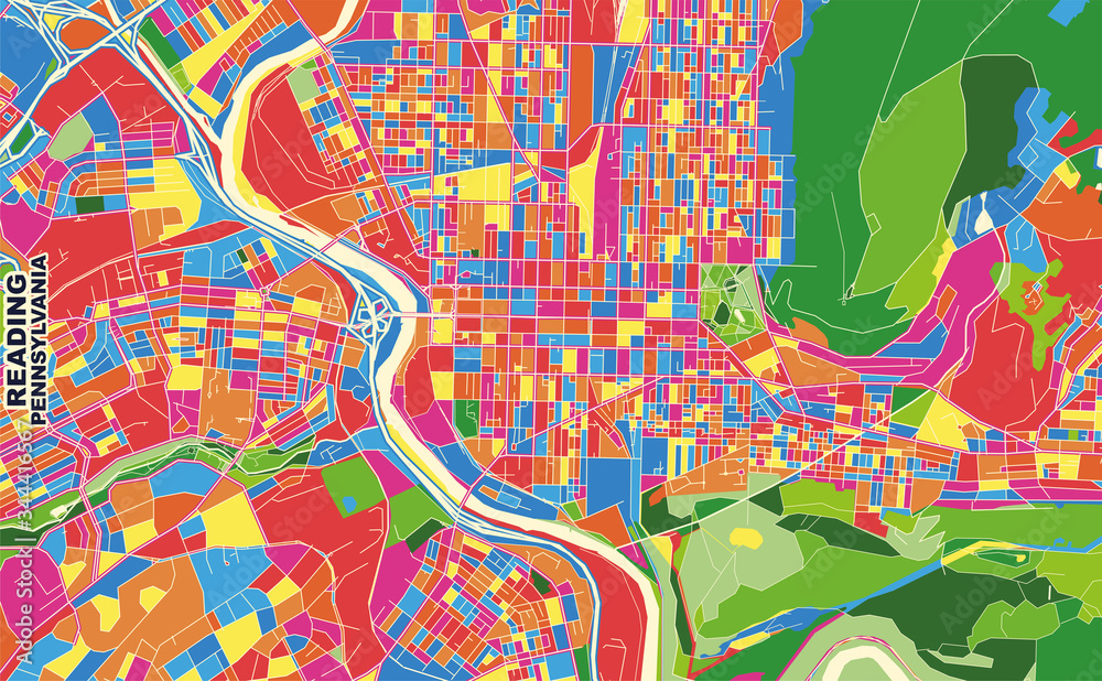 Obraz premium Reading, Pennsylvania, USA, colorful vector map