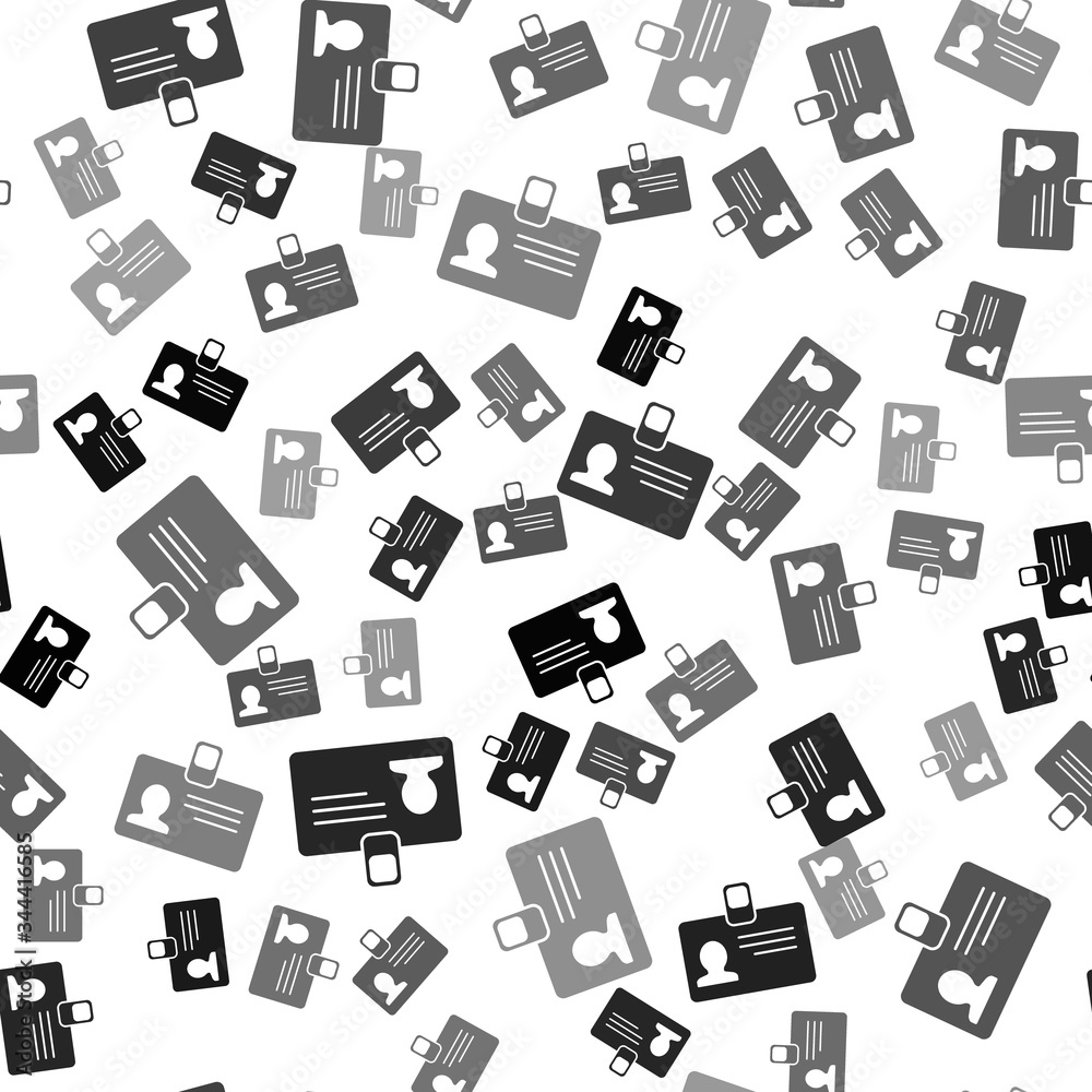 Black Identification badge icon isolated seamless pattern on white background. It can be used for presentation, identity of the company, advertising. Vector Illustration Black Identification badge icon isolated seamless pattern on white background. It can be used for presentation, identity of the company, advertising. Vector Illustration