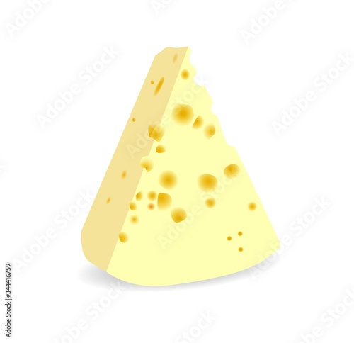 Slice of cheese on a white background isolated vector illustration..