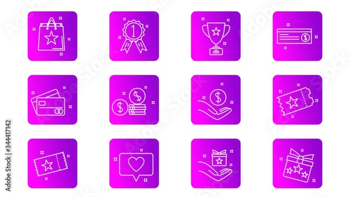 Lottery ticket, Earn reward and winner gift icons.vector illustration photo